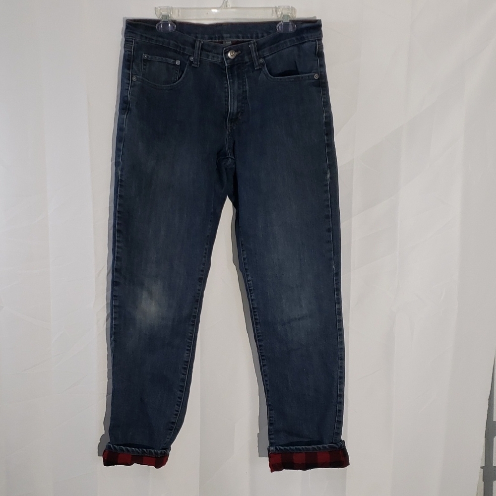 Eddie Bauer Buffalo Plaid Lined Men's Blue Jeans 32X34